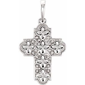 Sterling Silver Ornate Floral-Inspired Cross Pendant - BN & CO JEWELRY