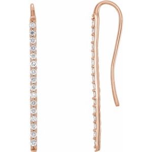 14K Rose 1/3 CTW Natural Diamond Bar Earrings - BN & CO JEWELRY