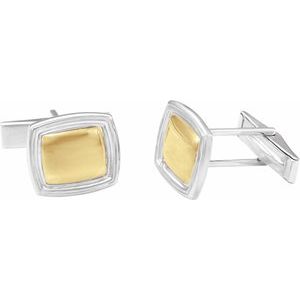 Sterling Silver & 14K Yellow 14x16 mm Square Cuff Links - BN & CO JEWELRY