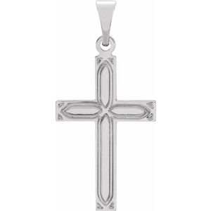 14K White 18x12 mm Cross Pendant - BN & CO JEWELRY