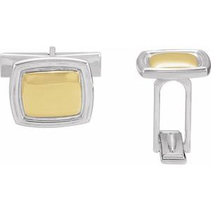 Sterling Silver & 14K Yellow 14x16 mm Square Cuff Links - BN & CO JEWELRY