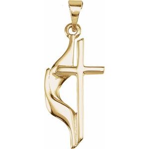 10K Yellow 19x10 mm Methodist Cross Pendant - BN & CO JEWELRY