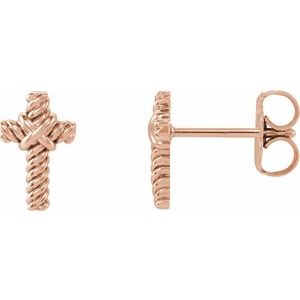 14K Rose Rope Cross Earrings - BN & CO JEWELRY