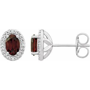 Sterling Silver Natural Mozambique Garnet & .025 CTW Natural Diamond Earrings - BN & CO JEWELRY