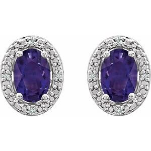 Sterling Silver Natural Amethyst & .025 CTW Natural Diamond Earrings - BN & CO JEWELRY