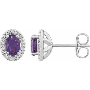 Sterling Silver Natural Amethyst & .025 CTW Natural Diamond Earrings - BN & CO JEWELRY