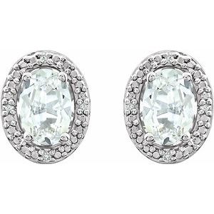 Sterling Silver Lab-Grown White Sapphire & .025 CTW Natural Diamond Earrings - BN & CO JEWELRY