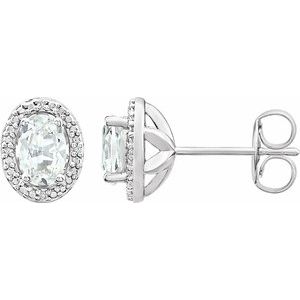 Sterling Silver Lab-Grown White Sapphire & .025 CTW Natural Diamond Earrings - BN & CO JEWELRY