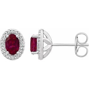 Sterling Silver Lab-Grown Ruby & .025 CTW Natural Diamond Earrings - BN & CO JEWELRY