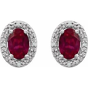 Sterling Silver Lab-Grown Ruby & .025 CTW Natural Diamond Earrings - BN & CO JEWELRY