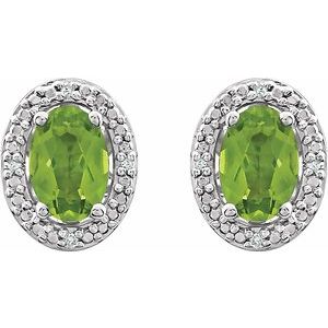 Sterling Silver Natural Peridot & .025 CTW Natural Diamond Earrings - BN & CO JEWELRY