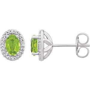 Sterling Silver Natural Peridot & .025 CTW Natural Diamond Earrings - BN & CO JEWELRY