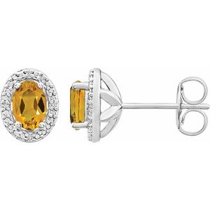 Sterling Silver Natural Citrine & .025 CTW Natural Diamond Earrings - BN & CO JEWELRY