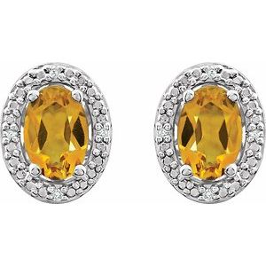 Sterling Silver Natural Citrine & .025 CTW Natural Diamond Earrings - BN & CO JEWELRY