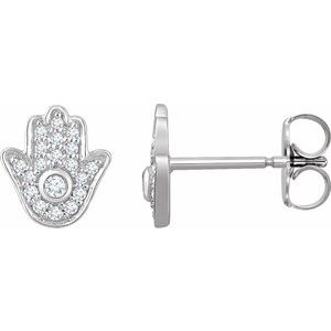 14K White 1/5 CTW Natural Diamond Hamsa Earrings - BN & CO JEWELRY