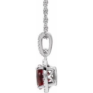 Sterling Silver Natural Mozambique Garnet and .01 CTW Natural Diamond 18" Necklace - BN & CO JEWELRY