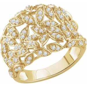 14K Yellow 1/2 CTW Natural Diamond Leaf Ring - BN & CO JEWELRY