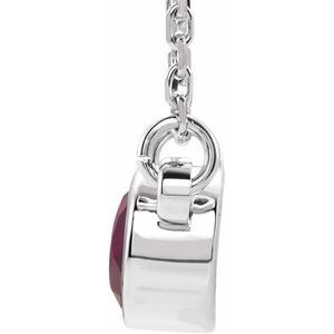 Rhodium-Plated Sterling Silver 4 mm Round Imitation Ruby Solitaire 16" Necklace - BN & CO JEWELRY