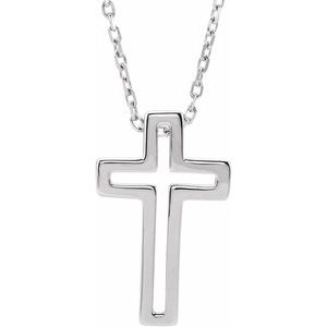 Sterling Silver Open Cross 16-18" Necklace - BN & CO JEWELRY