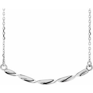 Sterling Silver Twisted Ribbon Bar 16-18" Necklace - BN & CO JEWELRY