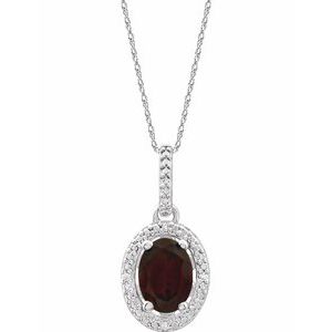 Sterling Silver Natural Mozambique Garnet & .01 CTW Natural Diamond 18" Necklace - BN & CO JEWELRY