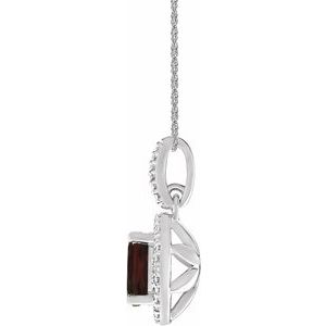 Sterling Silver Natural Mozambique Garnet & .01 CTW Natural Diamond 18" Necklace - BN & CO JEWELRY