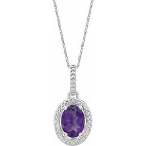 Sterling Silver Natural Amethyst & .01 CTW Natural Diamond 18" Necklace - BN & CO JEWELRY