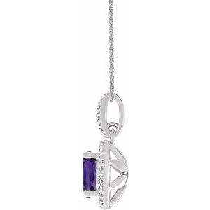 Sterling Silver Natural Amethyst & .01 CTW Natural Diamond 18" Necklace - BN & CO JEWELRY