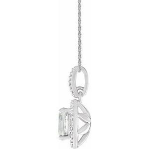 Sterling Silver Lab-Grown White Sapphire & .01 CTW Natural Diamond 18" Necklace - BN & CO JEWELRY