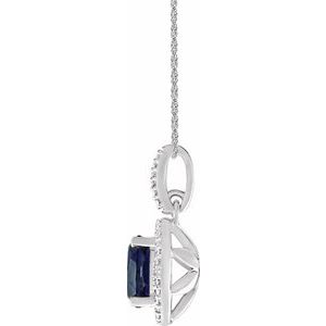 Sterling Silver Lab-Grown Blue Sapphire & .01 CTW Natural Diamond 18" Necklace - BN & CO JEWELRY