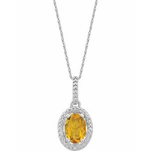 Sterling Silver Natural Citrine & .01 CTW Natural Diamond 18" Necklace - BN & CO JEWELRY