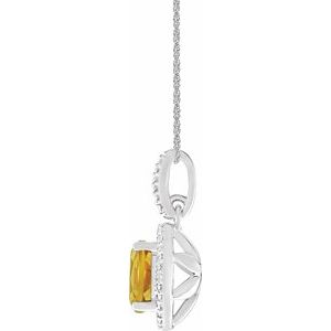 Sterling Silver Natural Citrine & .01 CTW Natural Diamond 18" Necklace - BN & CO JEWELRY