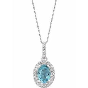 Sterling Silver Natural Sky Blue Topaz & .01 CTW Natural Diamond 18" Necklace - BN & CO JEWELRY