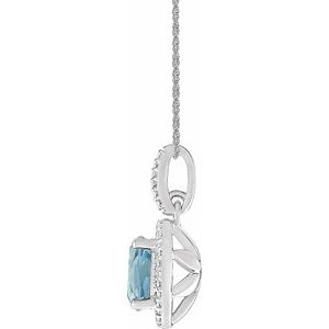 Sterling Silver Natural Sky Blue Topaz & .01 CTW Natural Diamond 18" Necklace - BN & CO JEWELRY