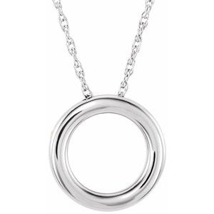 Sterling Silver 15 mm Circle 18" Necklace - BN & CO JEWELRY