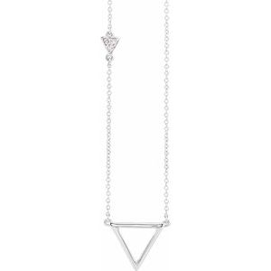 14K White .05 CTW Natural Diamond Triangle 16-18" Necklace - BN & CO JEWELRY