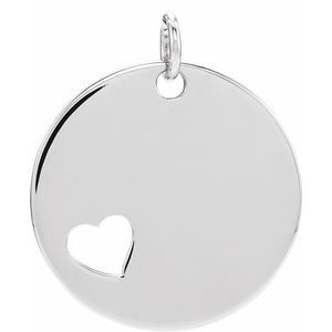 Sterling Silver Engravable Pierced Heart Disc Pendant - BN & CO JEWELRY