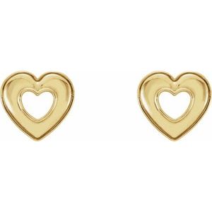 14K Yellow 8.5x8 mm Heart Earrings - BN & CO JEWELRY