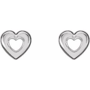 14K White 8.5x8 mm Heart Earrings - BN & CO JEWELRY