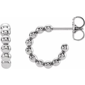 Sterling Silver 12 mm Beaded Huggie Earrings - BN & CO JEWELRY