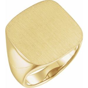 14K Yellow 20 mm Square Signet Ring with Brush Finished Top - BN & CO JEWELRY