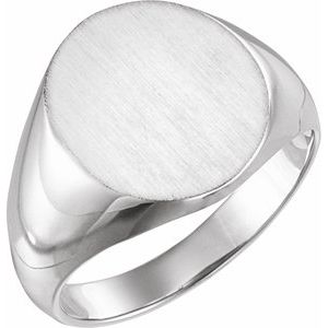 Sterling Silver 16x14 mm Oval Signet Ring - BN & CO JEWELRY