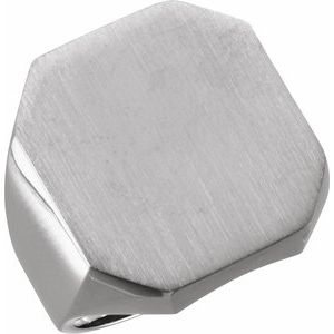 14K White 22x20 mm Octagon Signet Ring - BN & CO JEWELRY