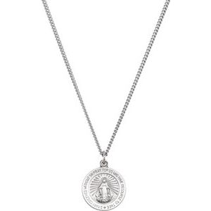 Sterling Silver 12 mm Miraculous Medal with 18" Curb Chain - BN & CO JEWELRY