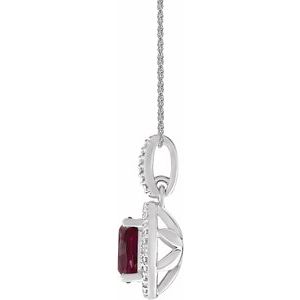 Sterling Silver Lab-Grown Ruby & .01 CTW Natural Diamond 18" Necklace - BN & CO JEWELRY