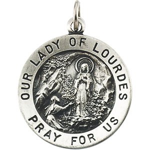 Sterling Silver 18 mm Round Our Lady of Lourdes Medal - BN & CO JEWELRY