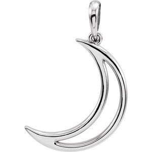 Sterling Silver 25.7x4.7 mm Crescent Moon Pendant - BN & CO JEWELRY