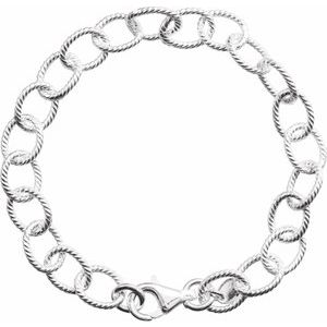 Sterling Silver Knurled Cable 7" Bracelet - BN & CO JEWELRY