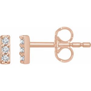 14K Rose .05 CTW Natural Diamond Bar Earrings - BN & CO JEWELRY