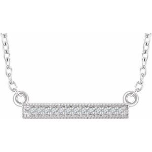 14K White .05 CTW Natural Diamond Bar 16-18" Necklace - BN & CO JEWELRY